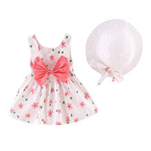 2021 Summer Dress Toddler Baby Kids Girls Sleeveless Floral Princess Dress Hat Outfits Girl Clothing Vestido платье летнее 2024 - купить недорого