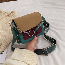 New Fashion Pathwork Suede Leather Crossbody bags for Women 2021 Vintage Chain Ladies Shoulder Messenger Bag Female Purses 2024 - buy cheap