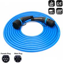 EV Charging Blue Cable 8/10/15 Meters 32A 22KW 3Phase Electric Vehicle Cord Charger Station Type2 Female to Male Plug IEC 62196 2024 - buy cheap
