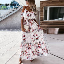 Elegante feminino floral impressão vestido de manga curta sexy fora do ombro verão espaguete cinta vestido senhora casual v pescoço magro vestido de festa 2024 - compre barato