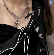 90s aesthetic accessories harajuku Flame Punk Gothic Layered grunge necklace hip hop jewelry igirl necklace collier femme 2020 2024 - buy cheap