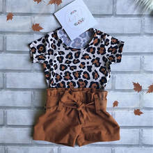 Didi/Детская летняя футболка с леопардовым принтом для маленьких девочек топ + короткие штаны, комплект одежды От 0 до 4 лет из 2 предметов 2024 - купить недорого