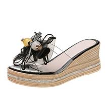 Wedge Shoes Slippers Casual Slipers Women Heeled Mules Slides Butterfly-Knot Platform Jelly Flip Flops Luxury 2021 High 2024 - buy cheap