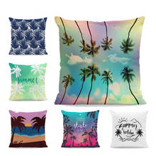 Simples e popular estilo tropical conjunto de almofada palm beach coconut folhas sala estar sofá decoração fronha veludo travesseiro 2024 - compre barato