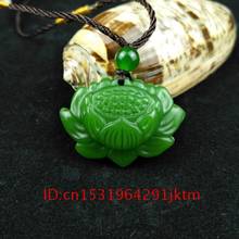 Charm Hand Green Men Jewelry Amulet Natural Jade Lotus Gifts Women Pendant for Carved Fashion Chinese Necklace Jadeite 2024 - buy cheap