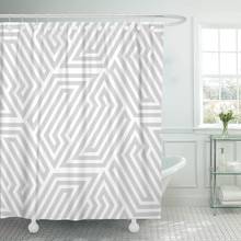 Gray Abstract Geometric Pattern by Lines Hexagons White Shower Curtain Waterproof Polyester Fabric 72 x 72 Inches Set with Hooks 2024 - buy cheap