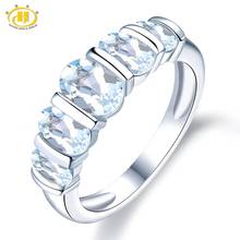 Hutang Silver Ring 925 Jewelry Gemstone 1.9ct Aquamarine Rings with stones for Women Engagement Wedding Bridal Fine Jewelry 2024 - купить недорого