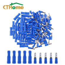 Kit de terminales de cable de crimpado, Conector de tope de bala macho y hembra, surtido azul, 16-14 AWG, 100/90/70/50 Uds. 2024 - compra barato