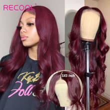 Recool Hair 99J Burgundy Body Wave 5x5 Lace Closure Wigs Body Wave Lace Closure Brazilian Remy Human Hair Wigs For Black Women 2024 - buy cheap