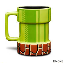 Novo jogo série tubo boca pixel copo de água criativo caneca dos desenhos animados esgoto boca copo de café com alça cerâmica copo de bebida presente 2024 - compre barato