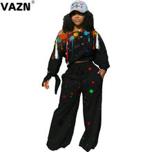 VAZN New Autumn 2020 Tie Dye Print Colorful Sexy Fall Winter Rave Festival Baggy Women Jumpsuits Print Full Sleeve Loose Rompers 2024 - buy cheap