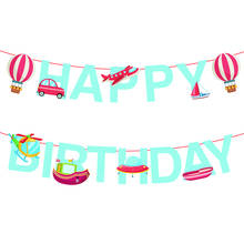 Ready to Take Off Pilot Captin Happy Birthday Banner Aircraft Party Decoration Boy's DIY Wall Hanging Bunting Party Favors 2024 - buy cheap