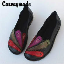 Careaymade-zapatos individuales de suela suave plana de piel de vaca hecha a mano pura, zapatos de mujer de estilo Retro-Vintage nacional de la literatura y el arte 2024 - compra barato