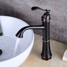 Torneira pia de banheiro modelo preto/escovado, torneira de latão grande com forma de boca redonda para água quente e fria 2024 - compre barato