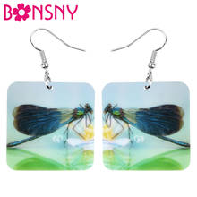 Bonsny-pendientes acrílicos con forma de libélula para mujer y niña, joyería colgante realista con forma de Animal e insectos, accesorios de regalo 2024 - compra barato
