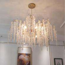Candelabro de cristal de rama de cobre francés, sala de estar Lámpara decorativa de lujo para, villa, comedor, dormitorio, arte 2024 - compra barato