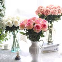 10 pçs ramo longo artificial rosa flores bouquet simulação flanela falso flores dia dos namorados decoração de festa de casamento em casa 2024 - compre barato