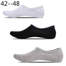 10pcs=5pair Silicone Antiskid Summer Socks Men Cotton Invisible Solid Color socks in large sizes 42--48 Size Breathable 2024 - buy cheap