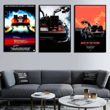 Cartaz de volta para o futuro filme clássico legal carro retro sala estar sofá parede artista decoração para casa qualidade pintura da lona 2024 - compre barato