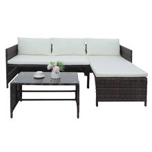 3 peças conjunto de móveis de pátio 1 assento duplo 1 cadeira 1 mesa de café combinação sofá marrom gradiente [eua-estoque] 2024 - compre barato