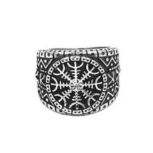 Charm Norse Viking Rune Ring Stainless Steel Jewelry Classic Odin Symbol Amulet Biker Mens Women Ring Wholesale SWR0977A 2024 - buy cheap