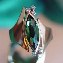 Роскошное женское кольцо с зеленым кристаллом и камнем, винтажные обручальные кольца цвета розового золота для женщин, уникальный стиль, бриллиантовое обручальное кольцо 2024 - купить недорого