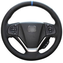 Hand-stitched Black Artificial Leather Blue Marker Custom Car Steering Wheel Cover for Honda CR-V CRV 2012 2013 2014 2015 2016 2024 - buy cheap
