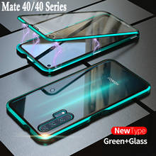 Luxury Magnetic Metal Phone Case for Huawei Mate 40 Pro Y6P 2020 Cover Funda Clear Tempered Glass Protector Nova 8 SE Clear Case 2024 - buy cheap