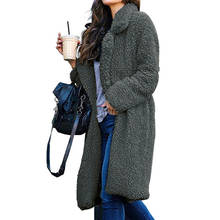 Модное пальто из искусственного меха размера плюс, Женское зимнее длинное пальто 2020, Осеннее теплое мягкое плюшевое пальто на молнии, Женское пальто, теплая верхняя одежда 2024 - купить недорого
