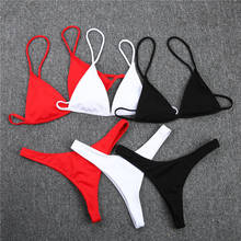 Bikini Sexy con Tanga para mujer, conjunto de Bikini con Push-Up, trajes de baño de cintura baja, ropa de playa, novedad de 2021 2024 - compra barato