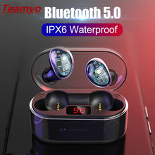 Teamyo 2019 Bluetooth 5,0 беспроводные наушники IPX6 водонепроницаемые Hifi стерео спортивные наушники гарнитура с микрофоном зарядная коробка 2024 - купить недорого