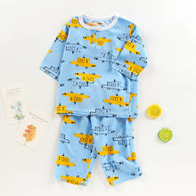 Детские пижамы, осенняя одежда для сна для мальчиков и девочек, одежда для сна для малышей, пижамные комплекты с рисунками животных, хлопковые детские пижамы 2024 - купить недорого
