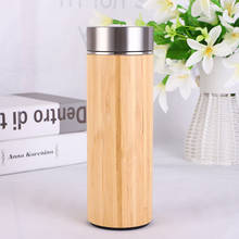 Eco-friendly 17oz Bamboo Water Bottle Stainless Steel Vacuum Flask Thermos Mug 2024 - buy cheap