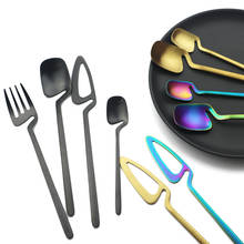 4Pcs Black Dinnerware Set Spoon Fork Cutlery Set Kitchen Table Decor Flatware Sets Kitchen Tools Desserts Soup Coffee Use 2024 - buy cheap