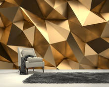 Papel de parede Golden yellow irregular triangle solid pattern 3d abstract geometric wallpaper,living room tv wall bedroom mural 2024 - buy cheap