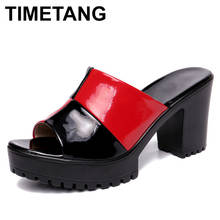 TIMETANGBig Size35-42Block SquareHeel на платформе; Туфли без задника; Женские офисные туфли для женщин летние 2019 головка острым носком шлепанцы без задника с открытыми пальцами с открытым дамские слипперы 2024 - купить недорого