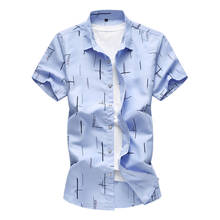 2020 verão nova camisa havaiana masculina moda casual impresso camisa de manga curta plus size 5xl 6xl 7xl branco azul claro azul marinho 2024 - compre barato