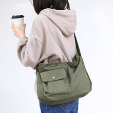 Корейские повседневные холщовые женские сумки-мессенджеры, вместительные женские сумки на плечо, женские сумки через плечо, студенческие сумки цвета хаки 2024 - купить недорого