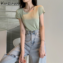 Kuzuwata O Nekc Pullover Short Sleeve T Shirt Women Summer 2022 New Multicolor Tees All Match Casual Ladies Top Feminino 2024 - buy cheap