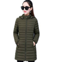 Abrigo cálido con capucha para mujer, chaqueta básica acolchada de algodón de color sólido, abrigos largos de talla grande 7xl, A190 2024 - compra barato