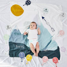 Baby Milestone Blankets Muslin Newborn Cartoon Swaddle Wrap Blanket Muslin Cotton Baby Photography Props Milestone Blanket 2024 - buy cheap