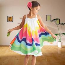 MutilColor Striped Girls Dress Summer Kids Dresses for Girls Hawaii Holiday Children Clothes Evening Party Toddler Girls Dresses 2024 - buy cheap