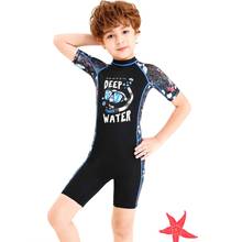 Crianças de manga curta maiô wetsuits snorkeling surf das crianças um pedaço de banho volta zíper elástico ternos mergulho 2024 - compre barato