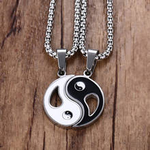 2 PCS Mens Two Tone Amulet Yin Yang BA GUA Trigrams Pendant Necklace Stainless Steel Women Couples Male Jewelry Colar 60 Inch 2024 - buy cheap
