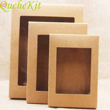 20pcs DIY Kraft Paper Box With Window Valentine's Day Gift Packaging Box Wedding Christmas Home Party Cookie Candy Cake Box 2024 - buy cheap