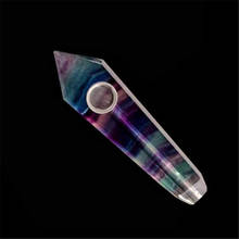 Natural rainbow fluorite quartz crystal wand point weed smoking pipes for Healing reiki 2024 - buy cheap