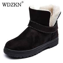 Botas de neve femininas wdzkn, sapatos quentes de inverno para mulheres, calçados baixos de algodão para sair, tamanho grande 44, 2021 2024 - compre barato