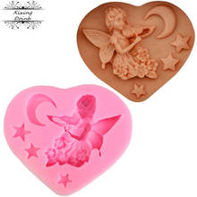 3D angel girl moon playing violin mold cake decoration Kitchen Baking tool chocolate fudge plaster clay mold 2024 - buy cheap