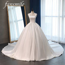 Fansmile, сатиновое платье на тонких бретельках, Vestido de Noiva, Элегантное свадебное платье, 2020, длинный шлейф, свадебные бальные платья размера плюс, индивидуальные FSM-074T 2024 - купить недорого