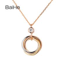 BAIHE Genuine Solid 18K White+Yellow+Rose Gold H/SI Natural Diamonds Necklaces Women Trendy Anniversary Gift Fine Jewelry 2024 - buy cheap